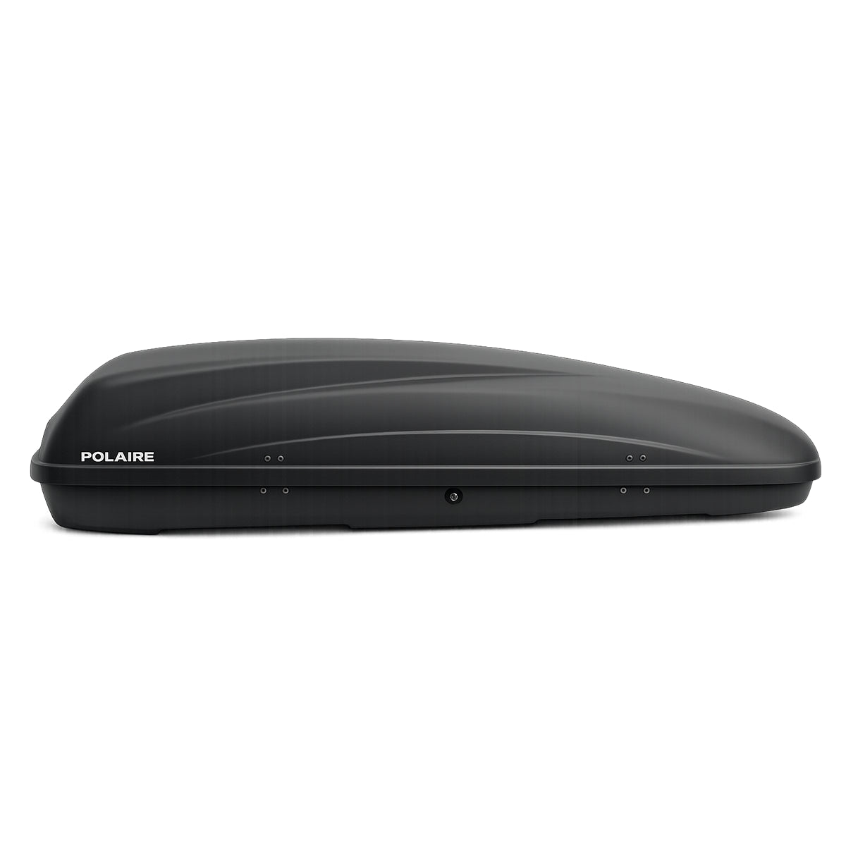 Coffre de toit Polaire Inspiration 340L noir mat – vue de dessus, fixation U+T-slot, ouverture bilatérale