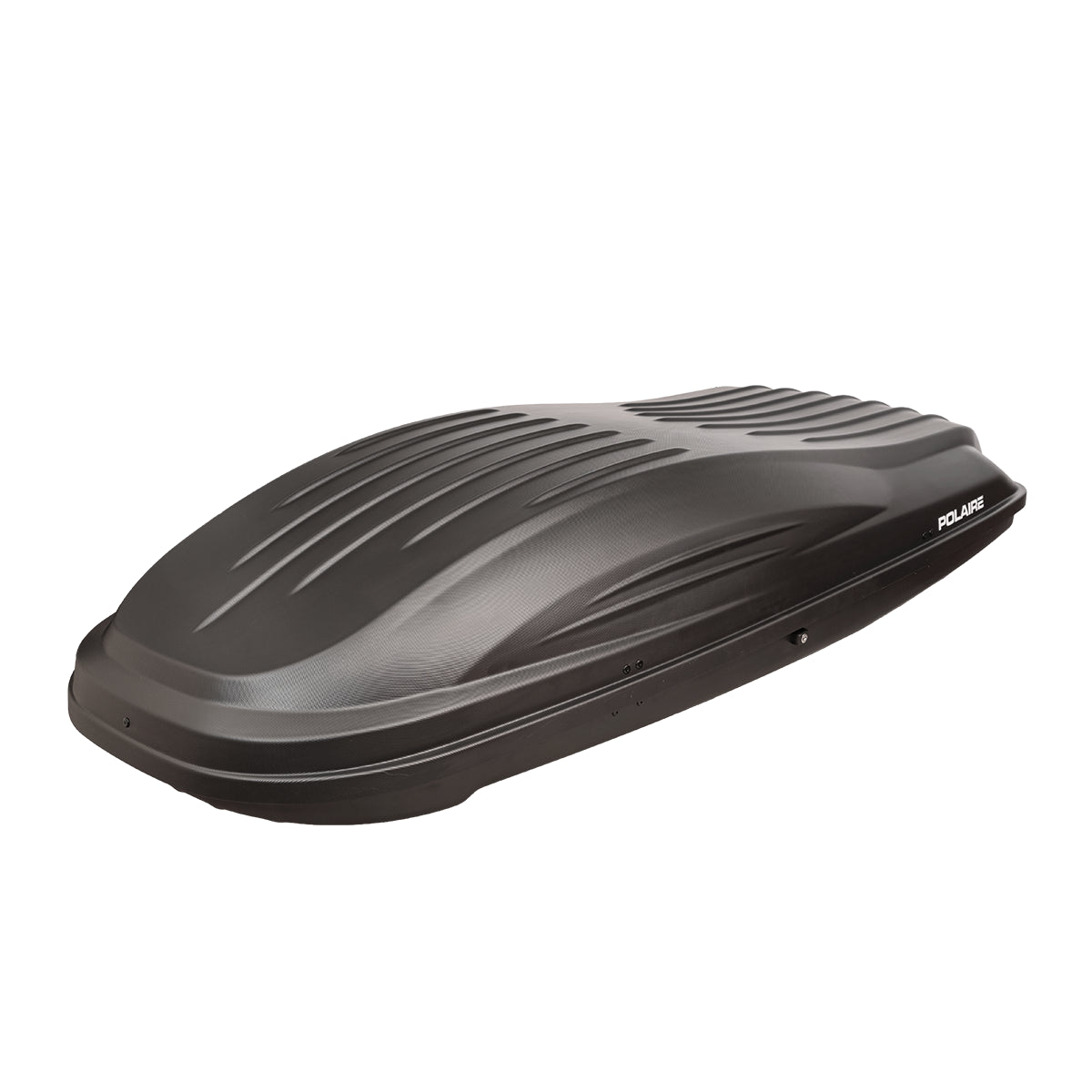 Coffre toit Polaire Inspiration 480L – vue 3/4 arrière, profil aérodynamique noir mat